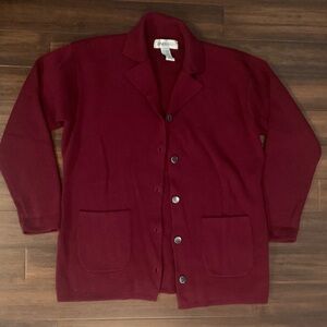 Burgundy 100% wool sweater Cardigan